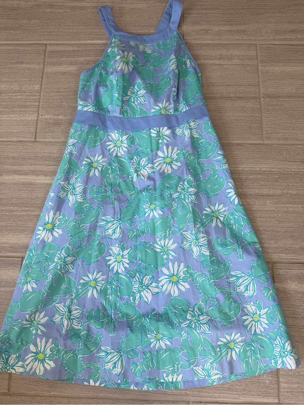 Lily Pulitzer vintage daisy, crab and lobster print dress